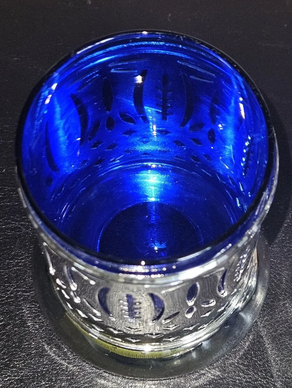 Vintage Avon Royal Sapphire Sugar and Creamer Set Cobalt Blue Glass Inserts